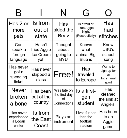 Connections Bingo Card