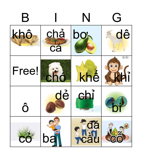 ÔN TẬP CÁC CHỮ CÁI Bingo Card
