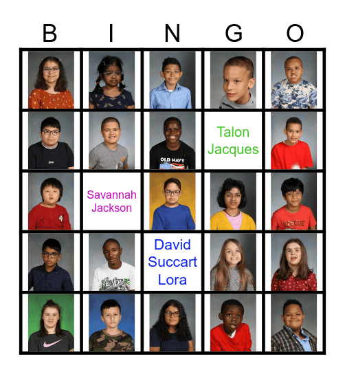 Our Class Bingo Card