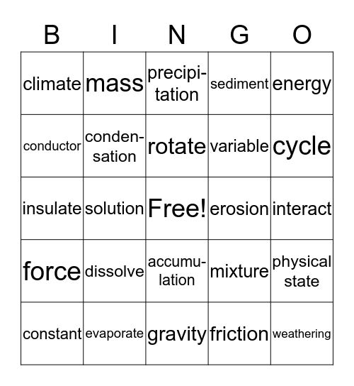 Science Bingo Card