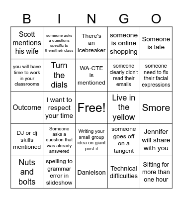 PD Bingo Card