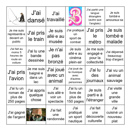 Mes vacances Bingo Card