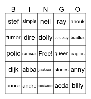 Swingo test Bingo Card