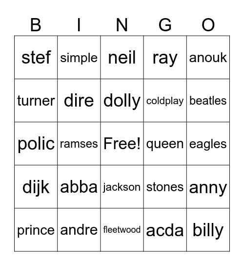 Swingo test Bingo Card
