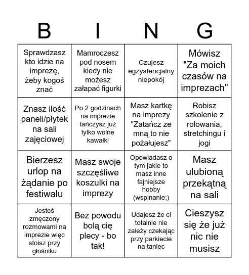 Czy jesteś "dojrzałym" tancerzem socialowym? Bingo Card