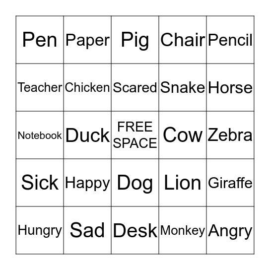 B I N G O Bingo Card