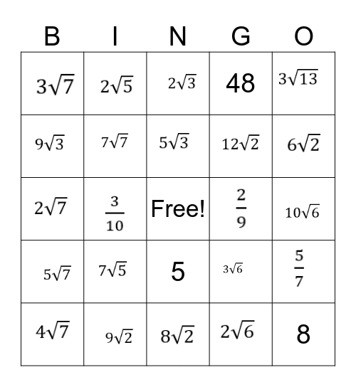 simplifying-radicals-bingo-card