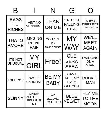 MUSICAL BINGO Card