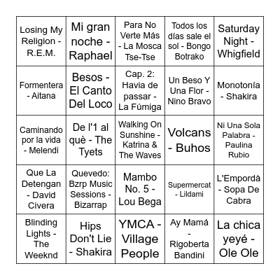 Epic Bingo Musical Bingo Card