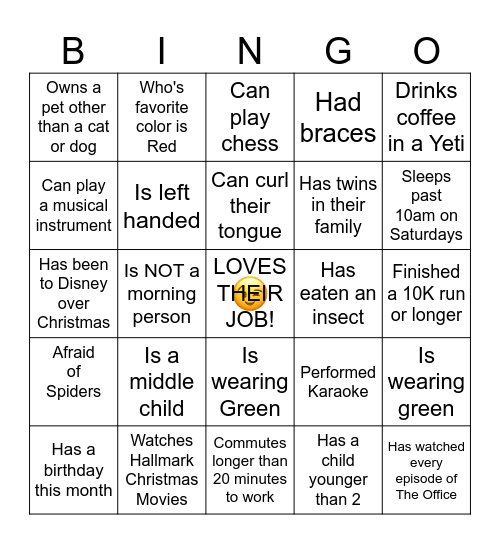 GET TO KNOW YOU BINGO Card