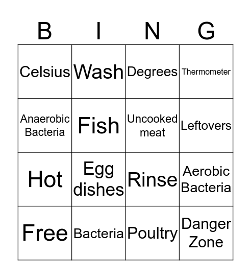 Temperature Bingo Card