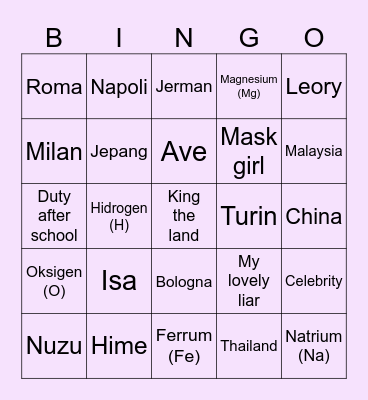 Bingo punya Hime Bingo Card