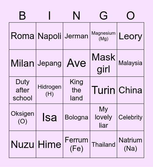 Bingo punya Hime Bingo Card