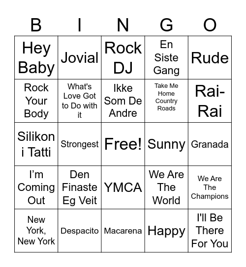 MUSIKK Bingo Card