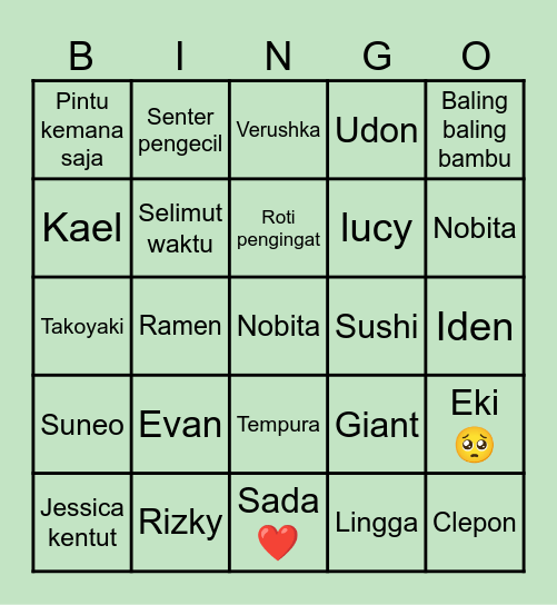 Rizky punya Bingo Card