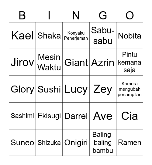 Shaka bingo Card