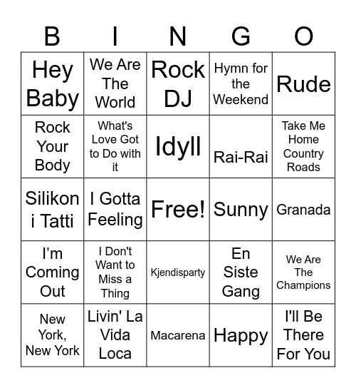 MUSIKK Bingo Card