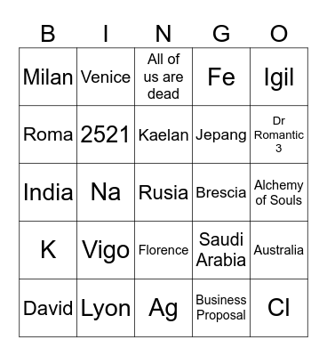 Anggara Bingo Card