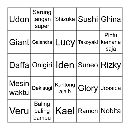 Bingo with KAEL Bingo Card