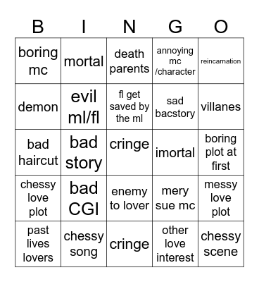 Drama Bingo Card
