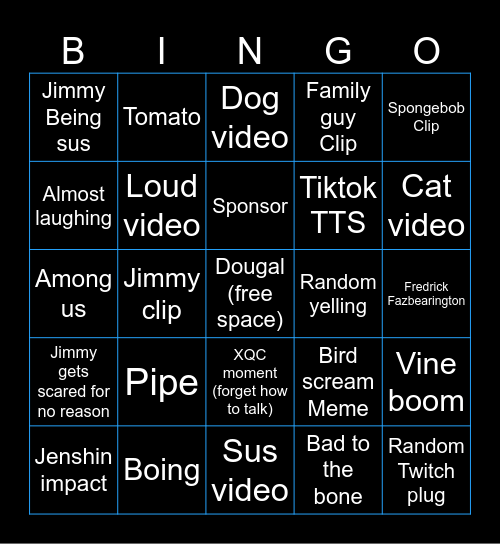 Jimmyhere bingo Card