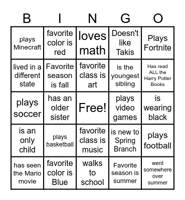 Ice Breaker Bingo Card