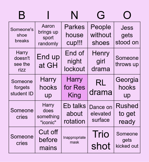 Res Ball Bingo Card