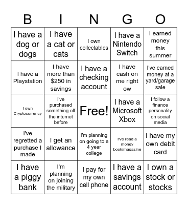 Welcome to Personal Finance & Econ! Bingo Card