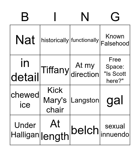 Zippy Bingo Card