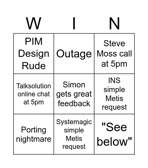 Packnet BINGO Card