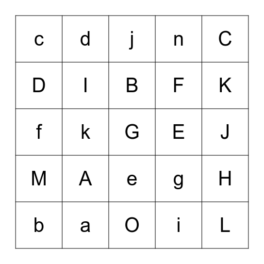 Alphabet Bingo (1) Bingo Card