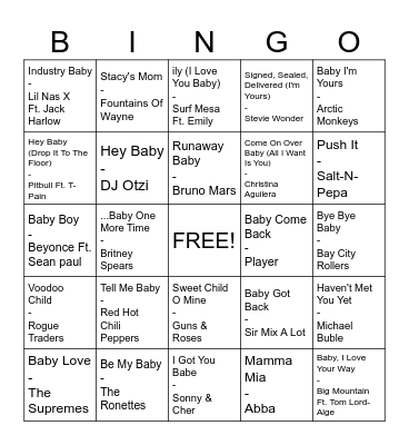 Baby Bingo Card