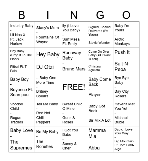 Baby Bingo Card