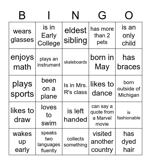 Find someone who... Bingo Card