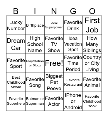 Team Bingo Card