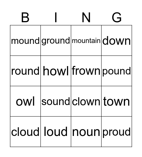 ou/ow Bingo Card