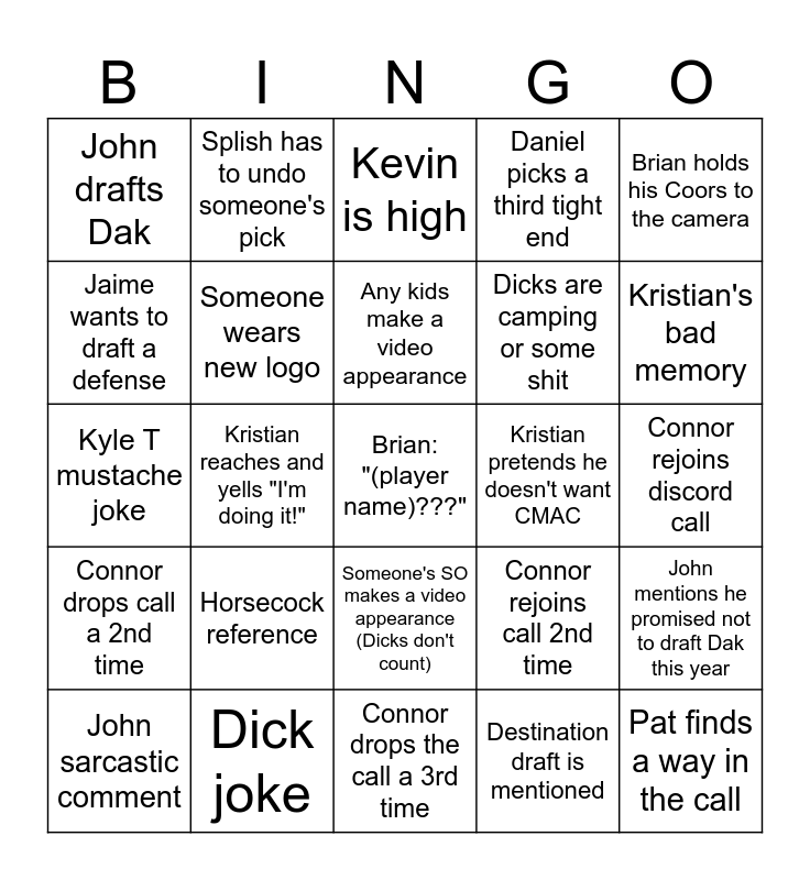 MDL 2023 Draft Bingo Card
