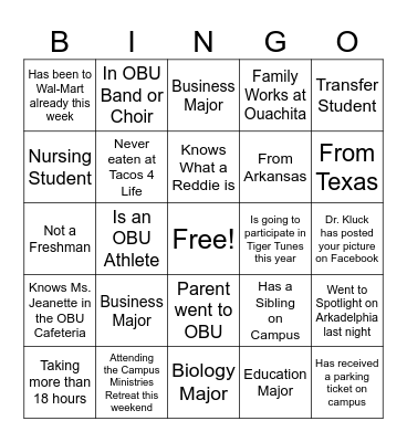 Bible Survey Bingo Card