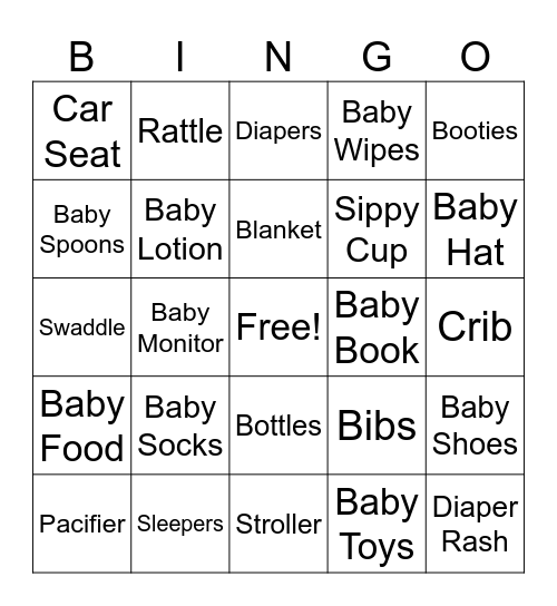 Baby Bingo Card