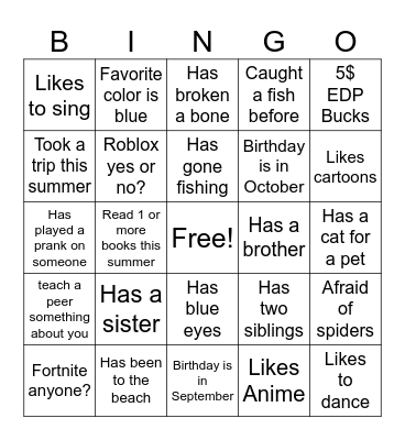 People BINGO Card