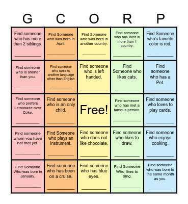 Find Someone Who... Bingo Card