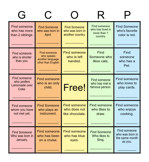 Find Someone Who... Bingo Card