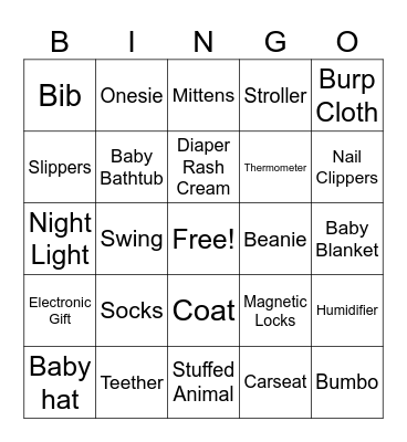 Huggies and Chuggies Bingo Card