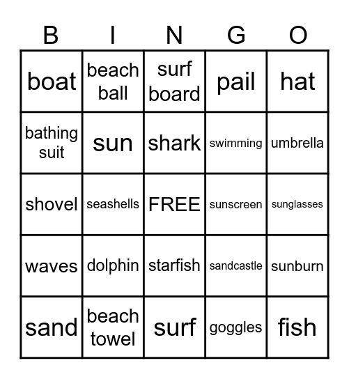 Beach BINGO! Bingo Card