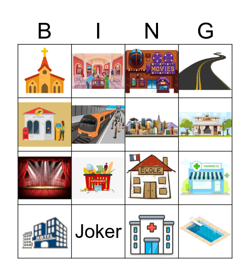 Les endroits dans la ville Bingo Card