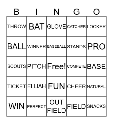 BABY ELIJAH  Bingo Card