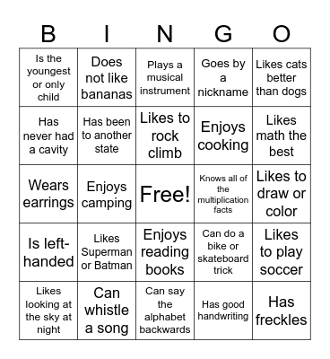 First Day of School Bingo! Bingo Card