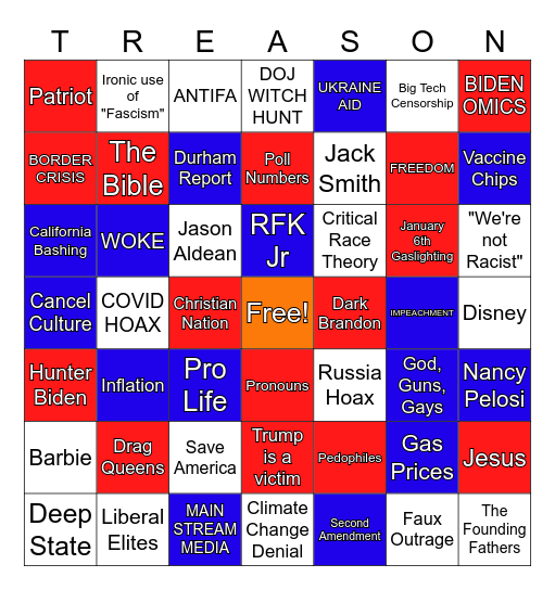 2024 Republican Debates Bingo Card