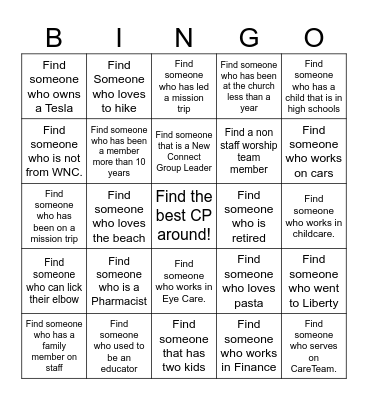 Group Leader Bingo Card