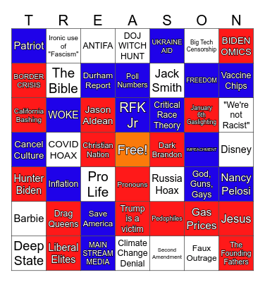 2024 Republican Debates Bingo Card